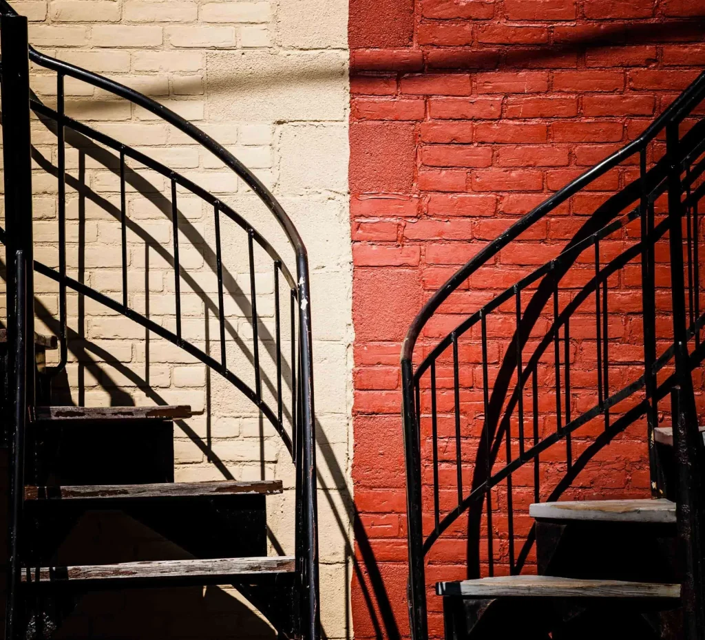 two spiral staircases going in opposite directions