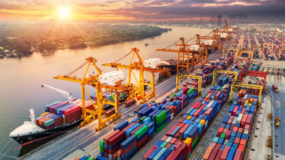 Logistics and transportation of container cargo ship