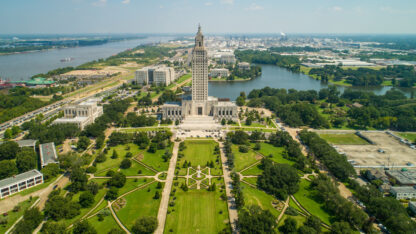 Aerial drone photo State Capitol Park Baton Rouge Louisiana