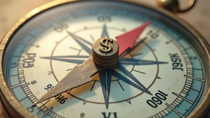A compass featuring a dollar sign, symbolizing financial direction or guidance in monetary matters