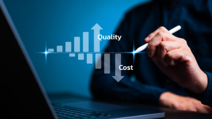 Man showing chart for business optimization