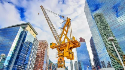 Real estate construction in downtown city