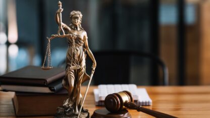 The statue of blind justice or lady justice