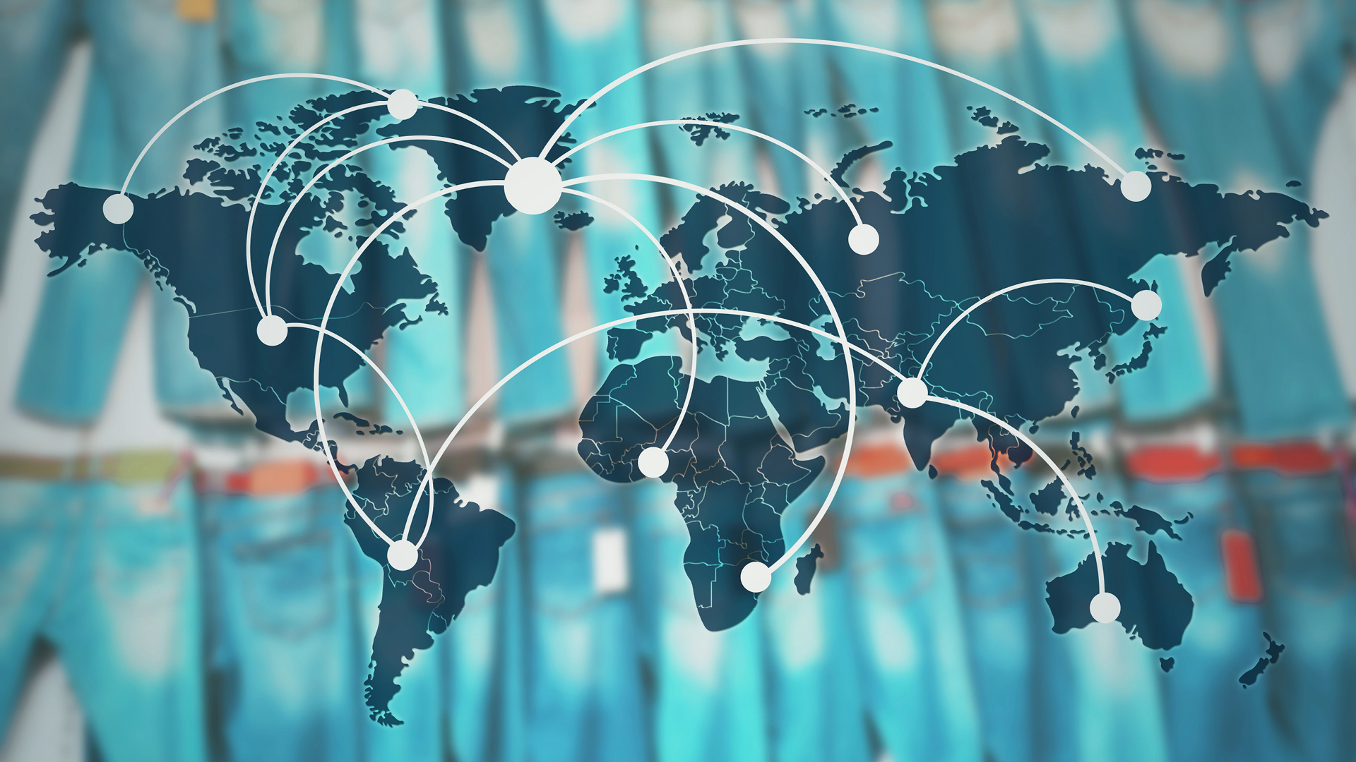 Map with global points in different countries, supply chains impacted by tariffs